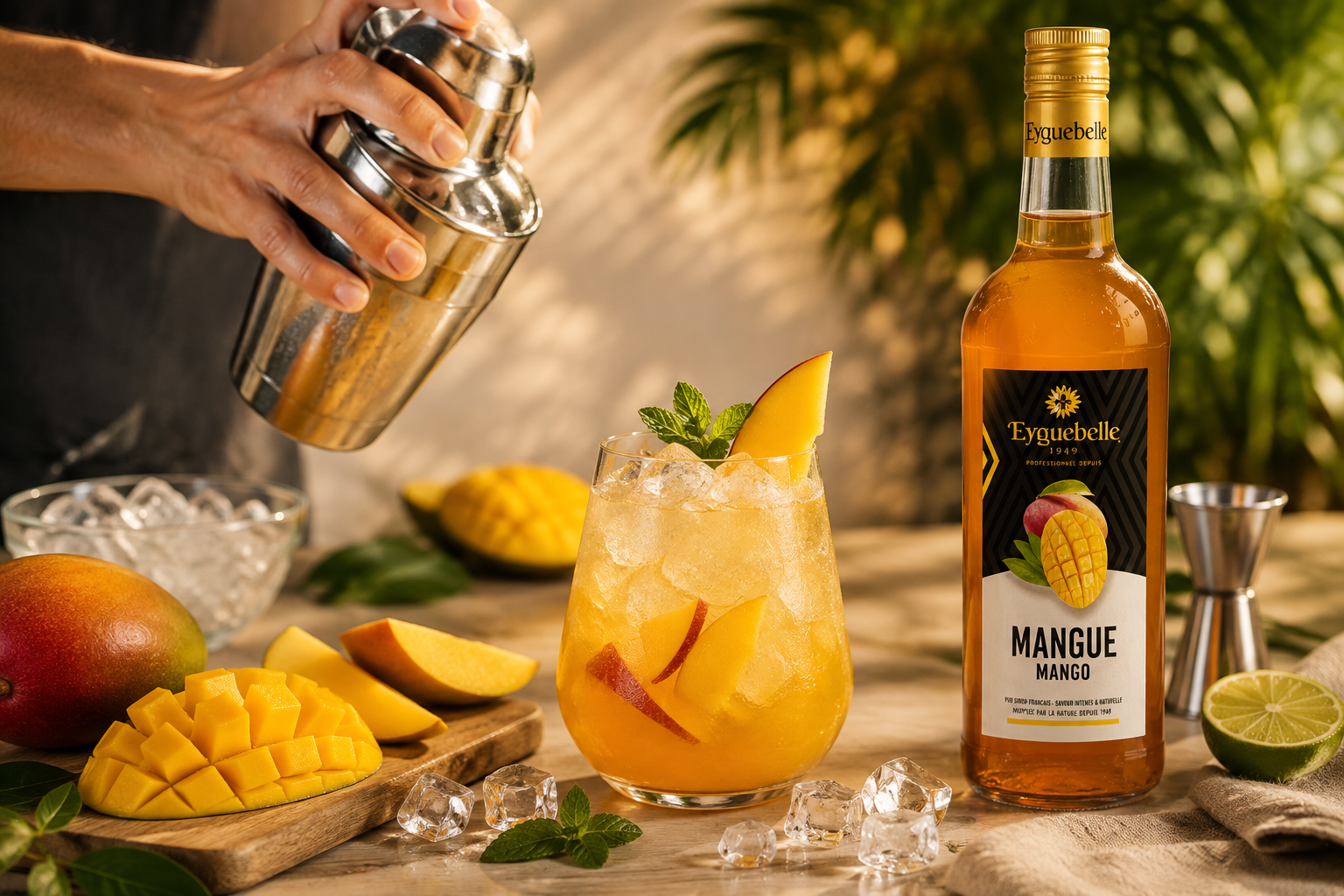 Etape de la réalisation de la recette du Mocktail Peach Sunrise
